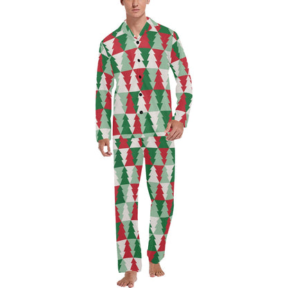 Christmas Tree Pattern Print Design 01 Men's Long Pajama Set