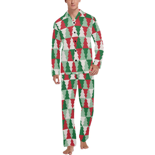 Christmas Tree Pattern Print Design 01 Men's Long Pajama Set