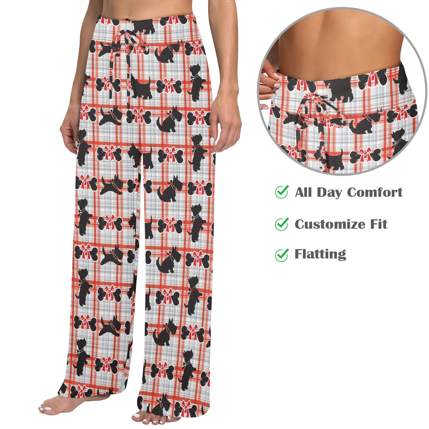Scottish Terriers Print Design LKS3014 Women's Wide Leg Lounge Pants
