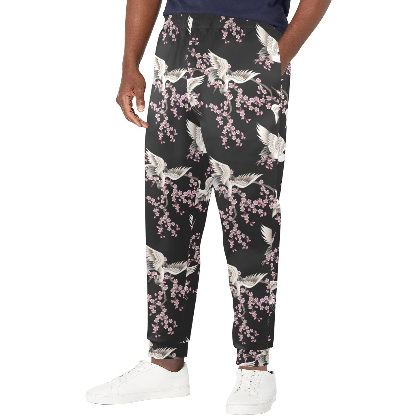 Crane Pattern Print Design 01 Men's Casual Track Pants