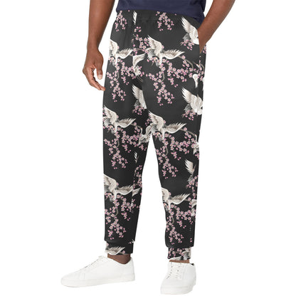 Crane Pattern Print Design 01 Men's Casual Track Pants