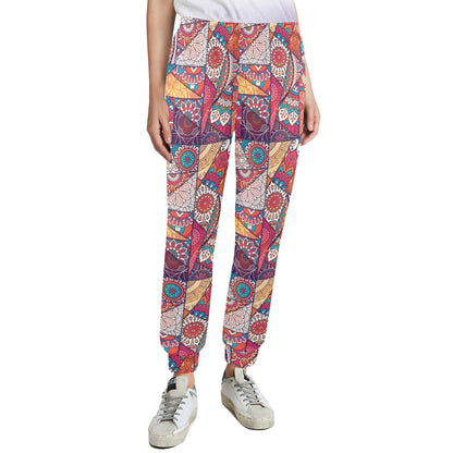 Patchwork Print Design LKS401 Women's Casual Track Pants