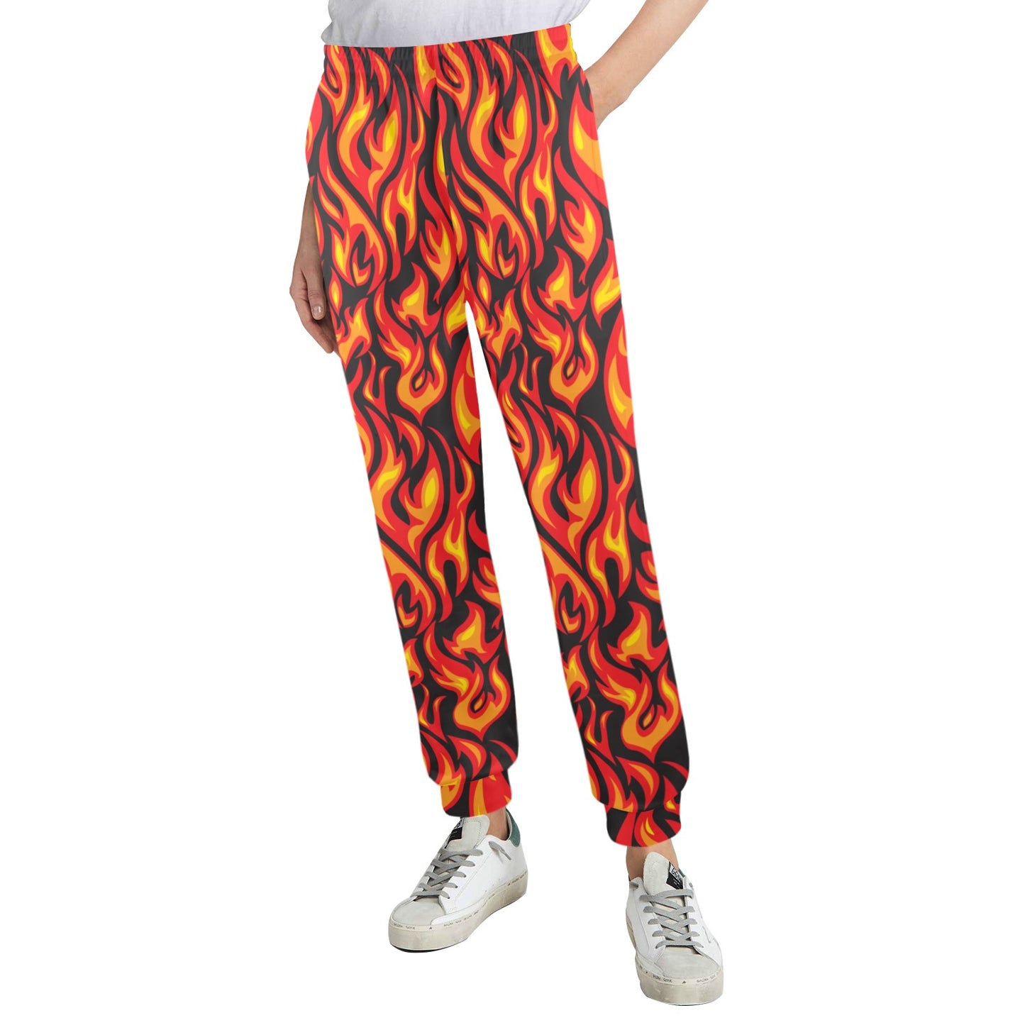 Flame Fire Print Pattern Women's Casual Track Pants