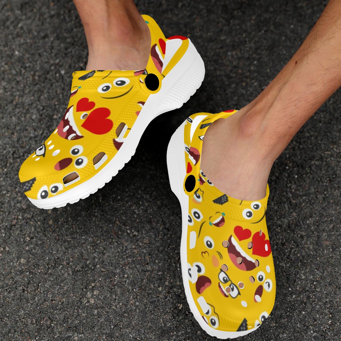 Emoji Face Print Pattern Unisex Clogs Shoes