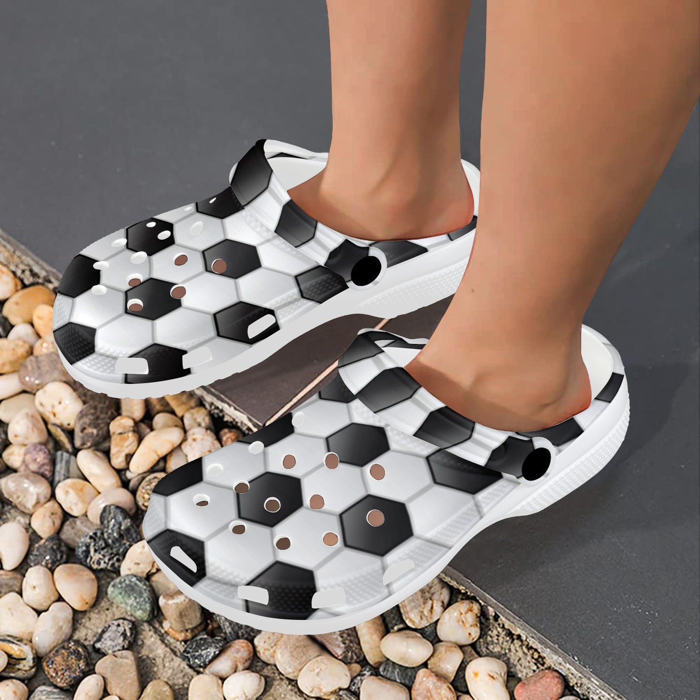 Soccer Ball Texture Print Pattern Unisex Clogs Shoes