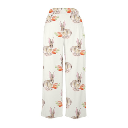 Rabbit Pattern Print Design 01 Women's Wide Leg Lounge Pants
