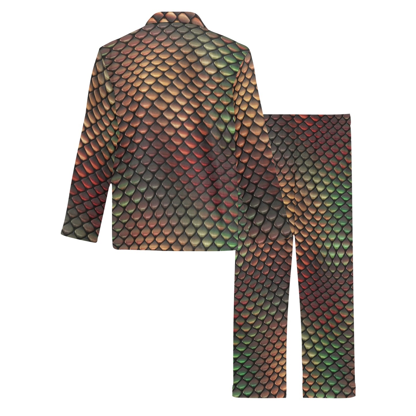 Snake Skin Colorful Print Men's Long Pajama Set