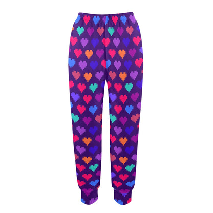 Heart Pixel Pattern Print Design HE03 Women's Casual Track Pants