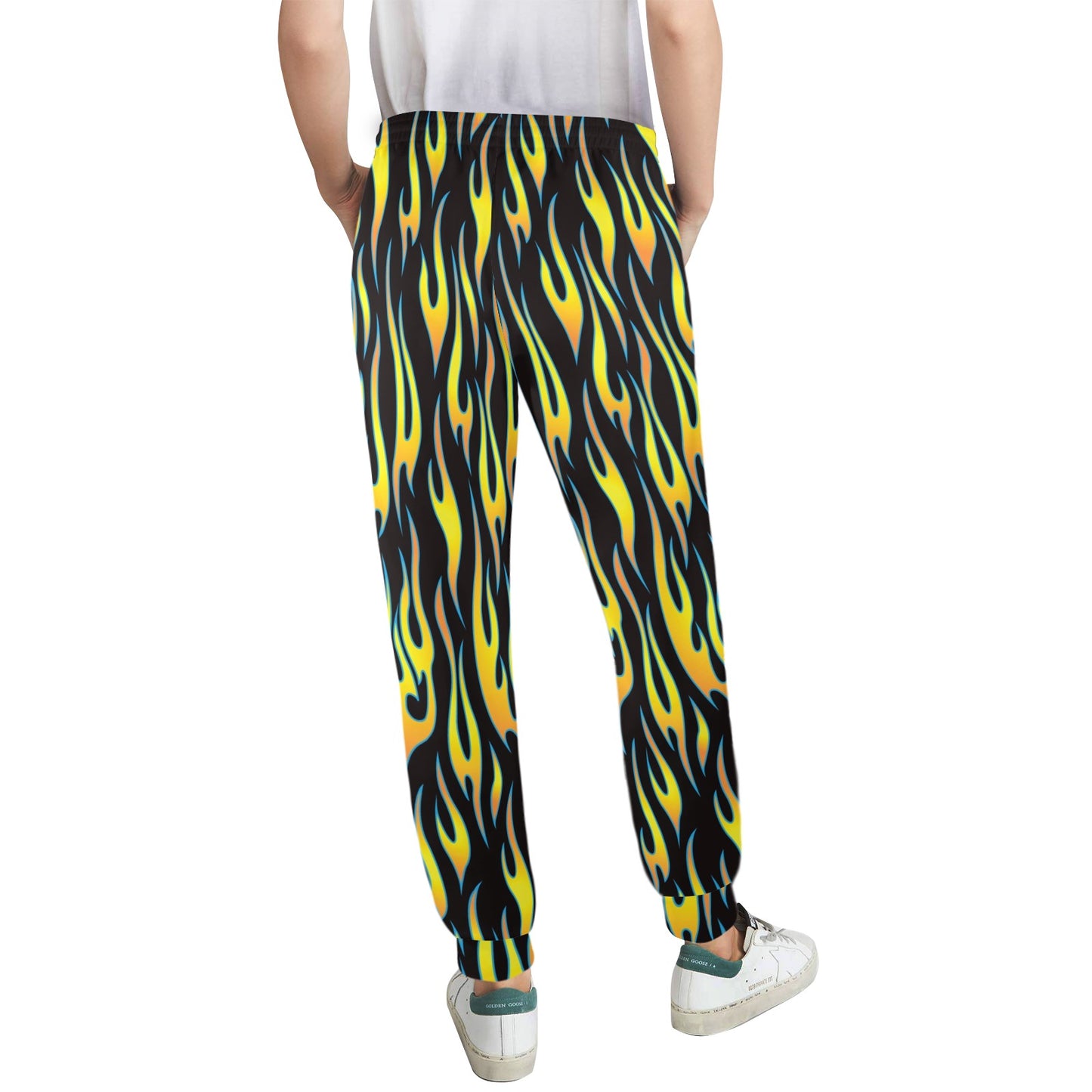 Flame Fire Yellow Pattern Women's Casual Track Pants