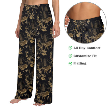 Parakeet Pattern Print Design A05 Women's Wide Leg Lounge Pants