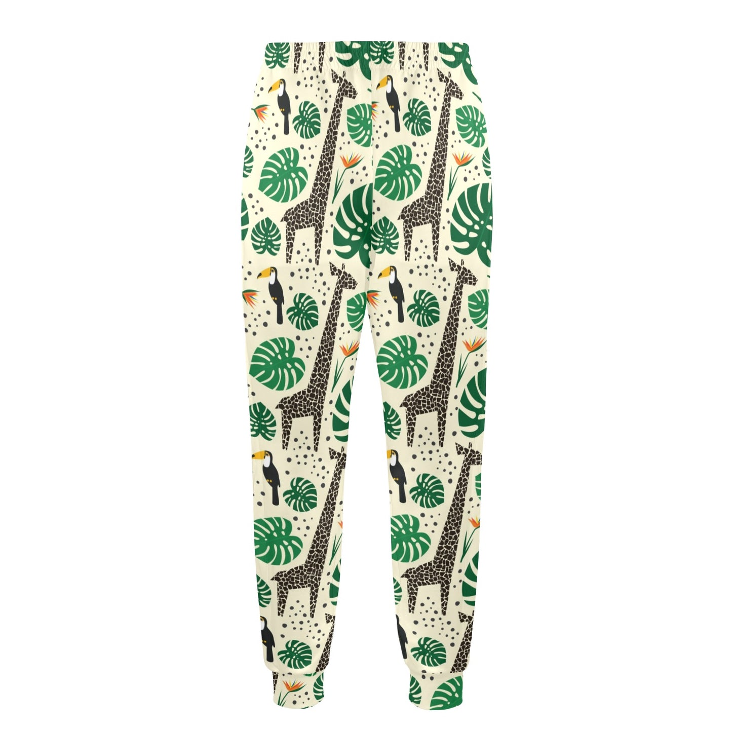 Rainforest Giraffe Pattern Print Design A02 Men's Casual Track Pants