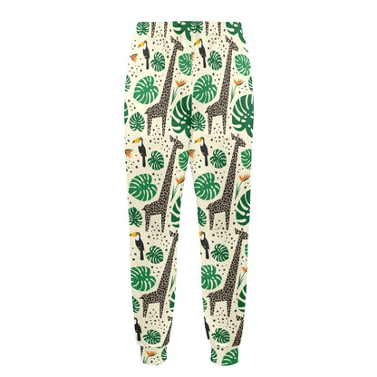 Rainforest Giraffe Pattern Print Design A02 Men's Casual Track Pants
