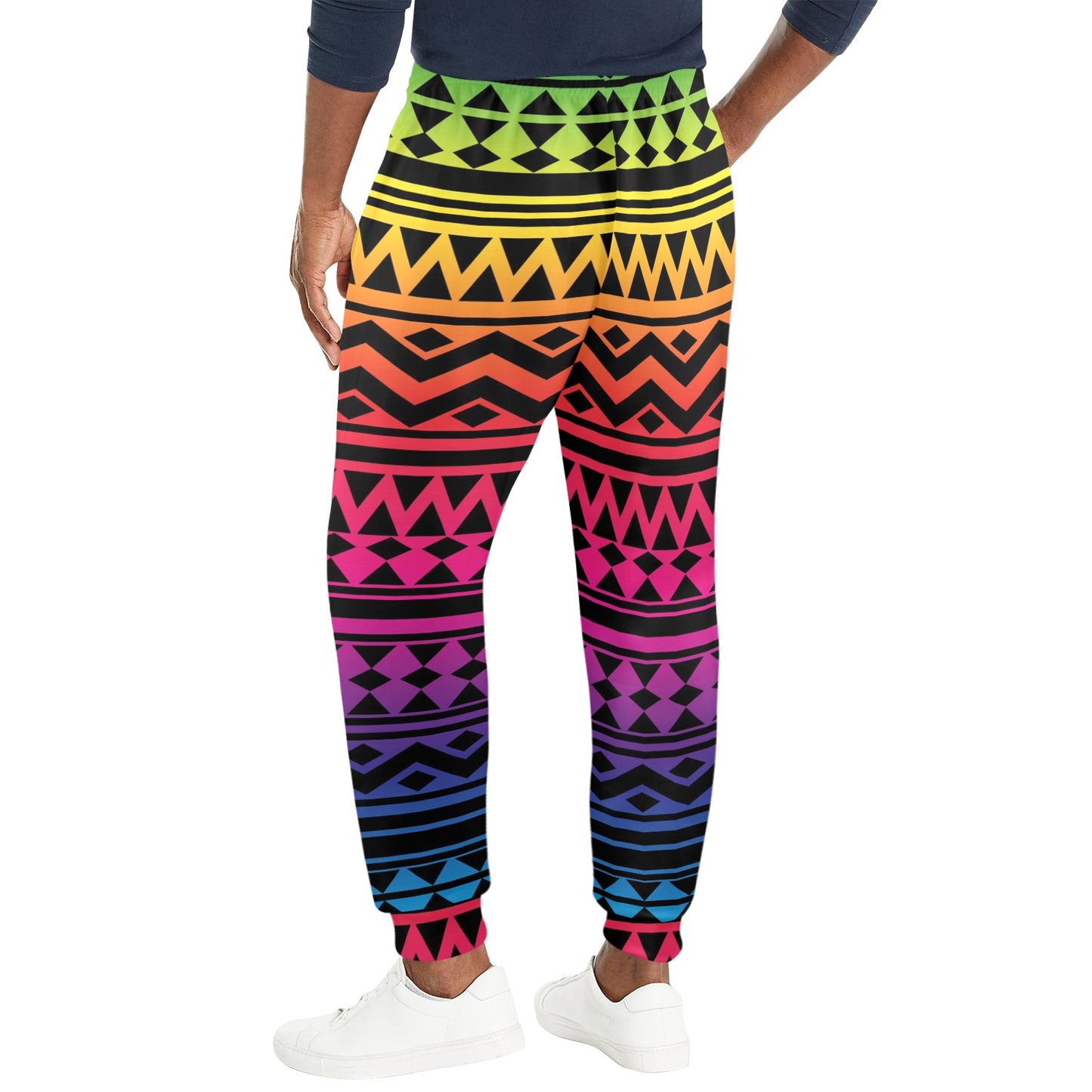 Rainbow Tribal Pattern Print Design A02 Men's Casual Track Pants