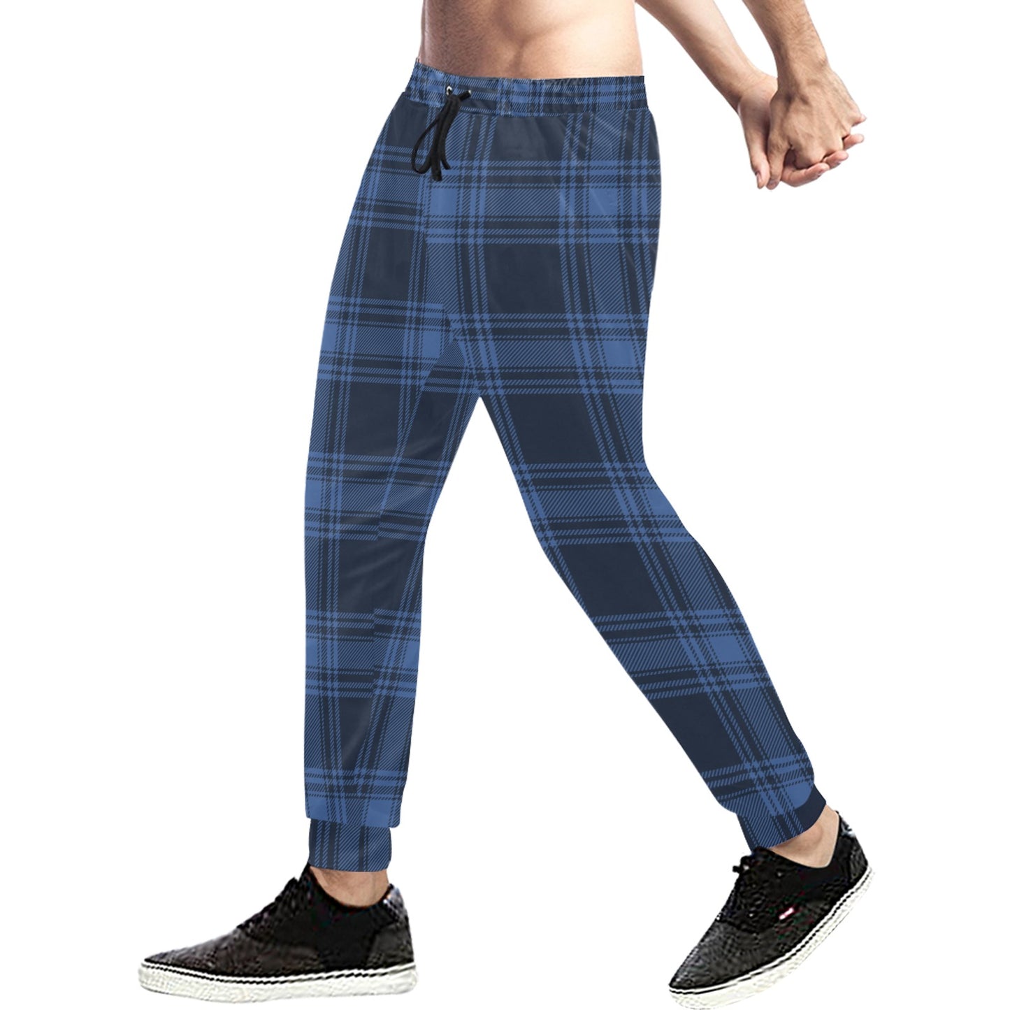 Tartan Blue Print Design LKS304 Men's Sweatpants