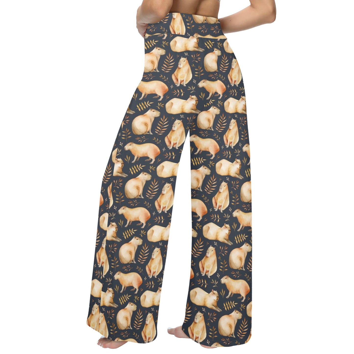 Capybara Pattern Print Design 02 Women's Wide Leg Lounge Pants