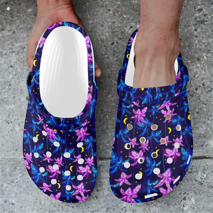 Palm Tree Night Scene Design Print Unisex Clogs Shoes