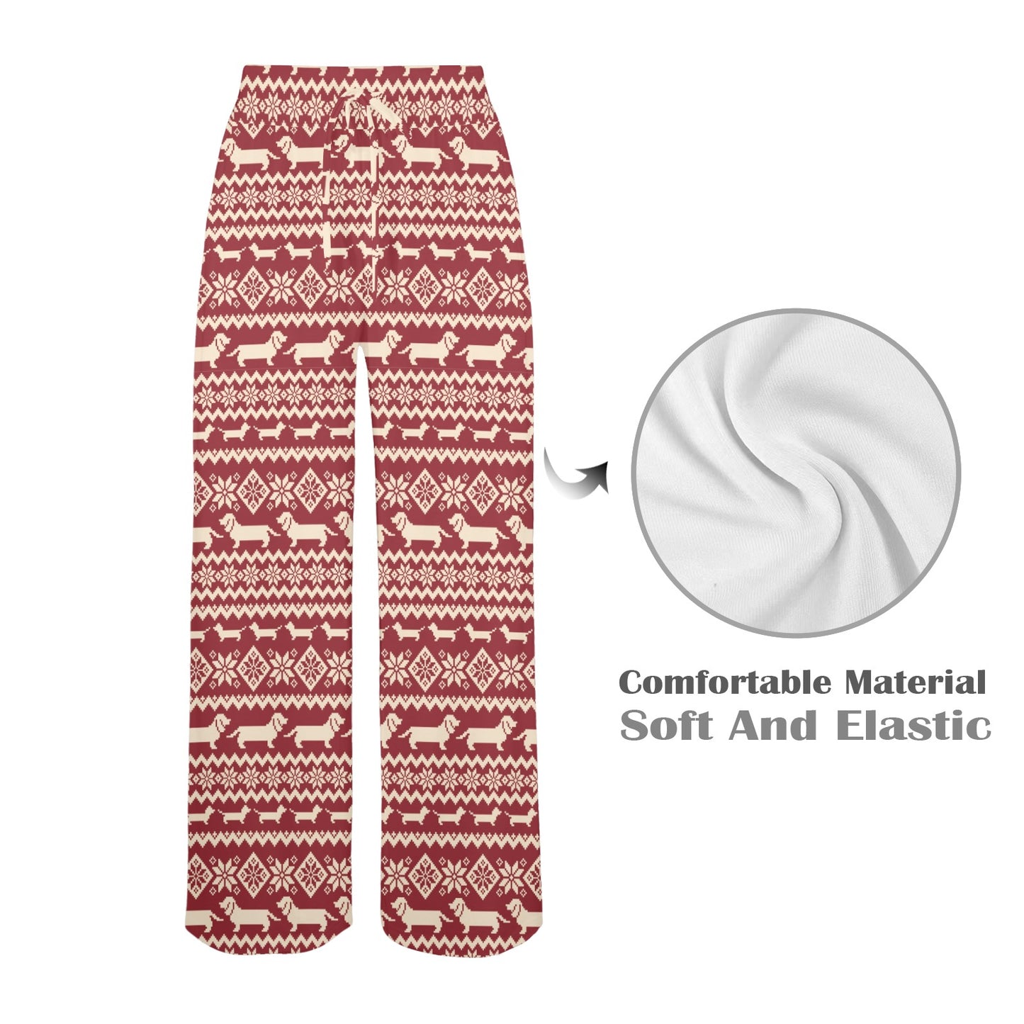 Dachshund Pattern Print Design 09 Women's Wide Leg Lounge Pants