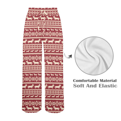 Dachshund Pattern Print Design 09 Women's Wide Leg Lounge Pants