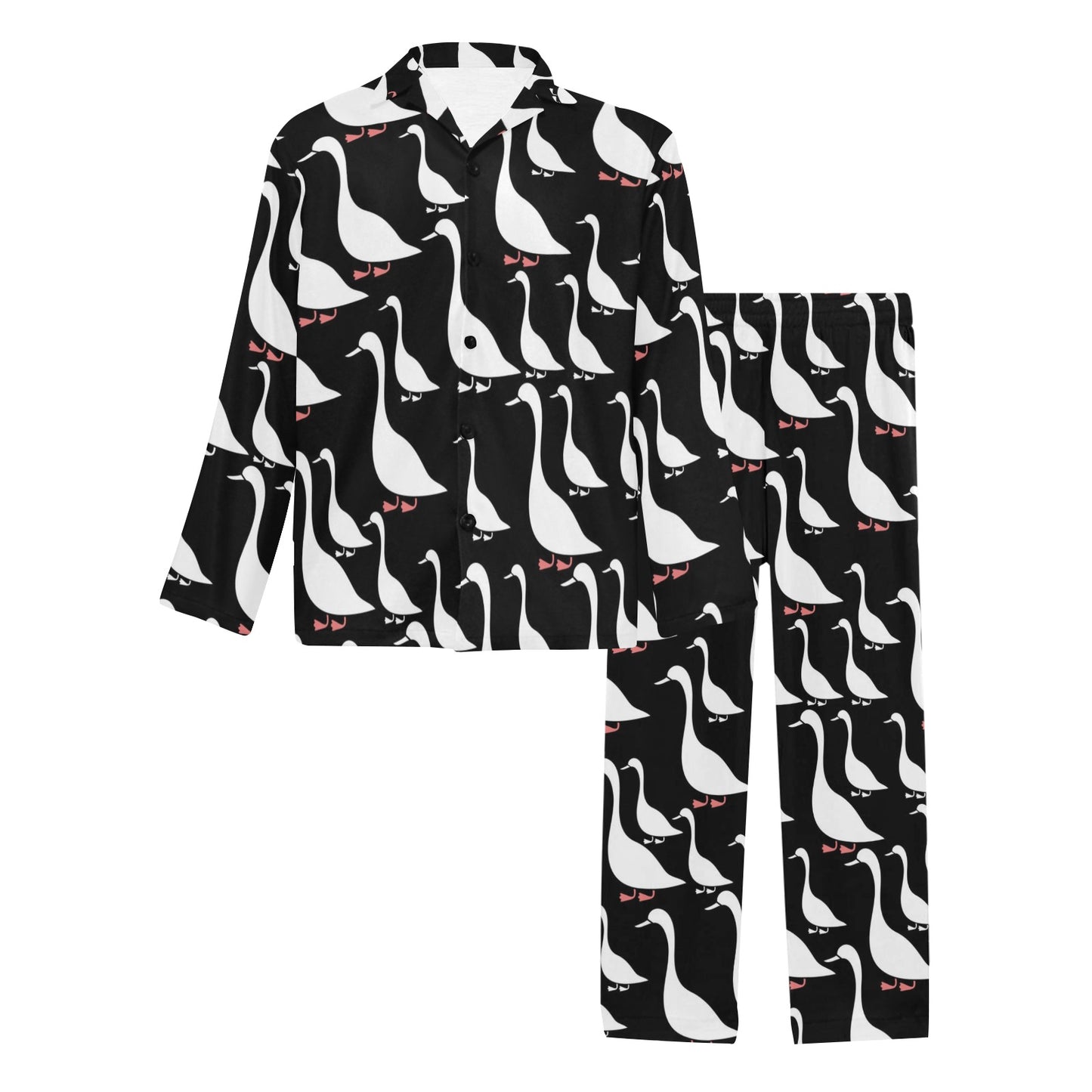 Goose Pattern Print Design 01 Men's Long Pajama Set