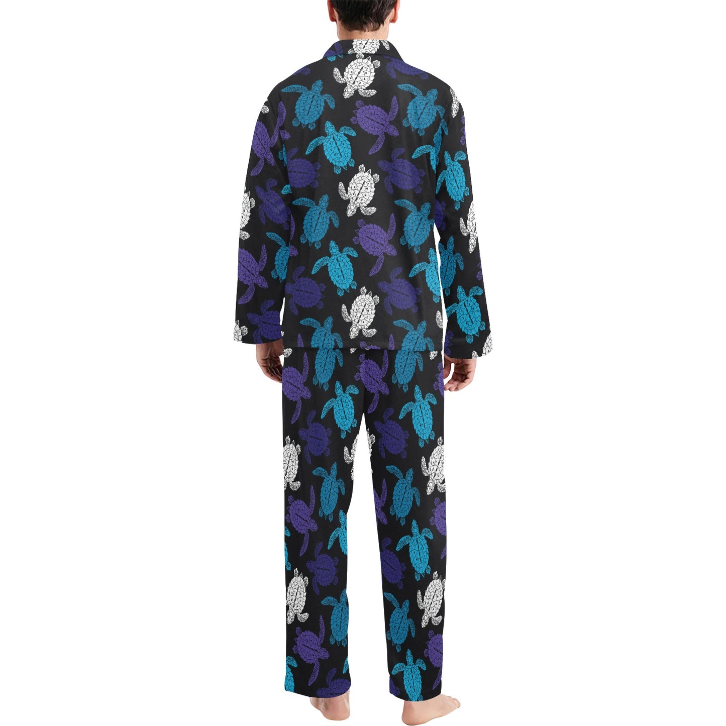 Sea Turtle Print Design LKS306 Men's Long Pajama Set