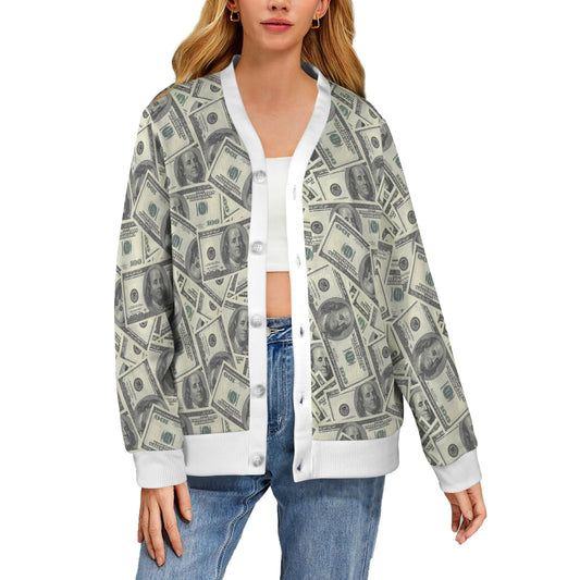 Dollar Pattern Print Design DO02 Women's Cardigan