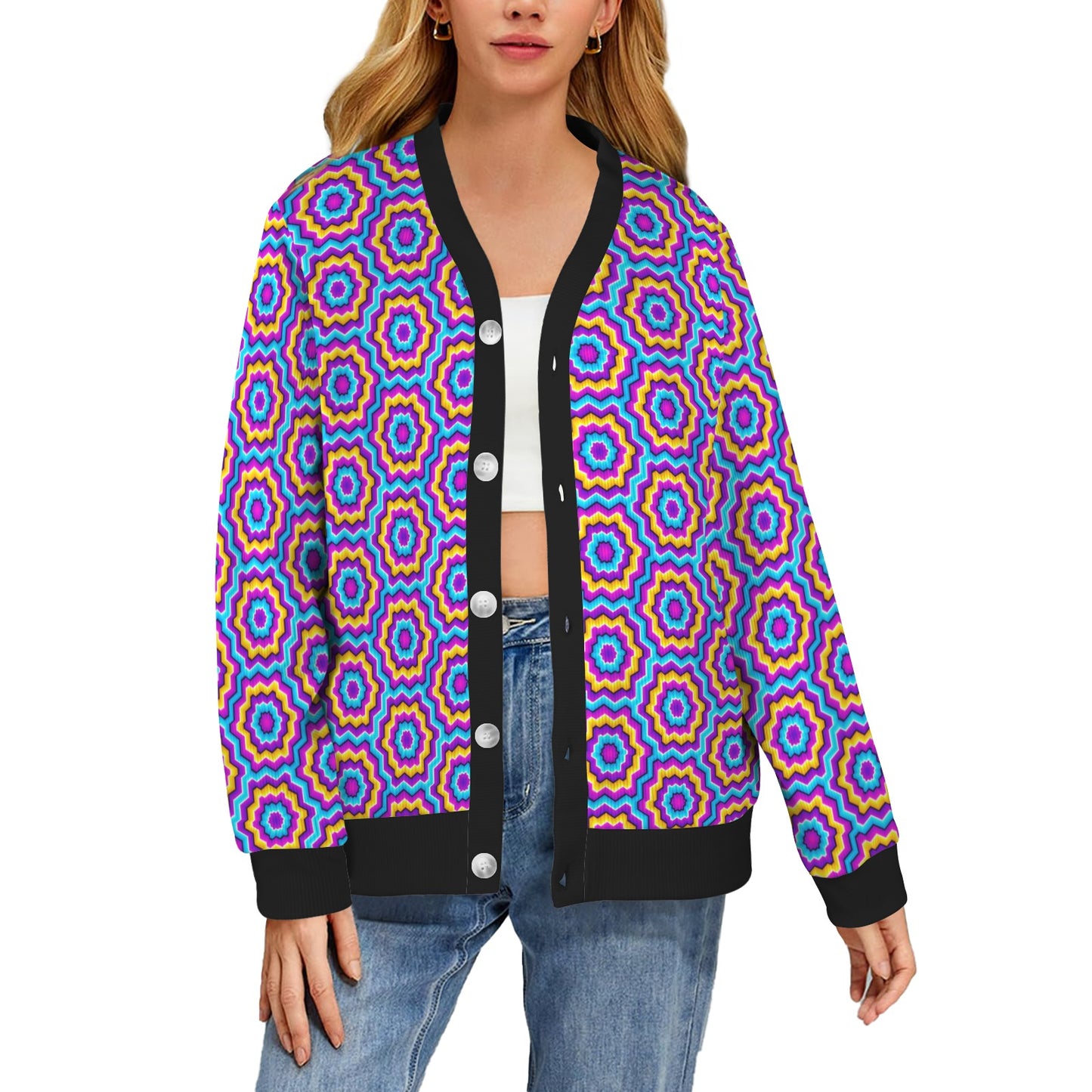Optical illusion Techno Movement Women's Cardigan
