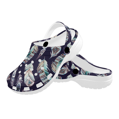 Feather Vintage Boho Design Print Unisex Clogs Shoes