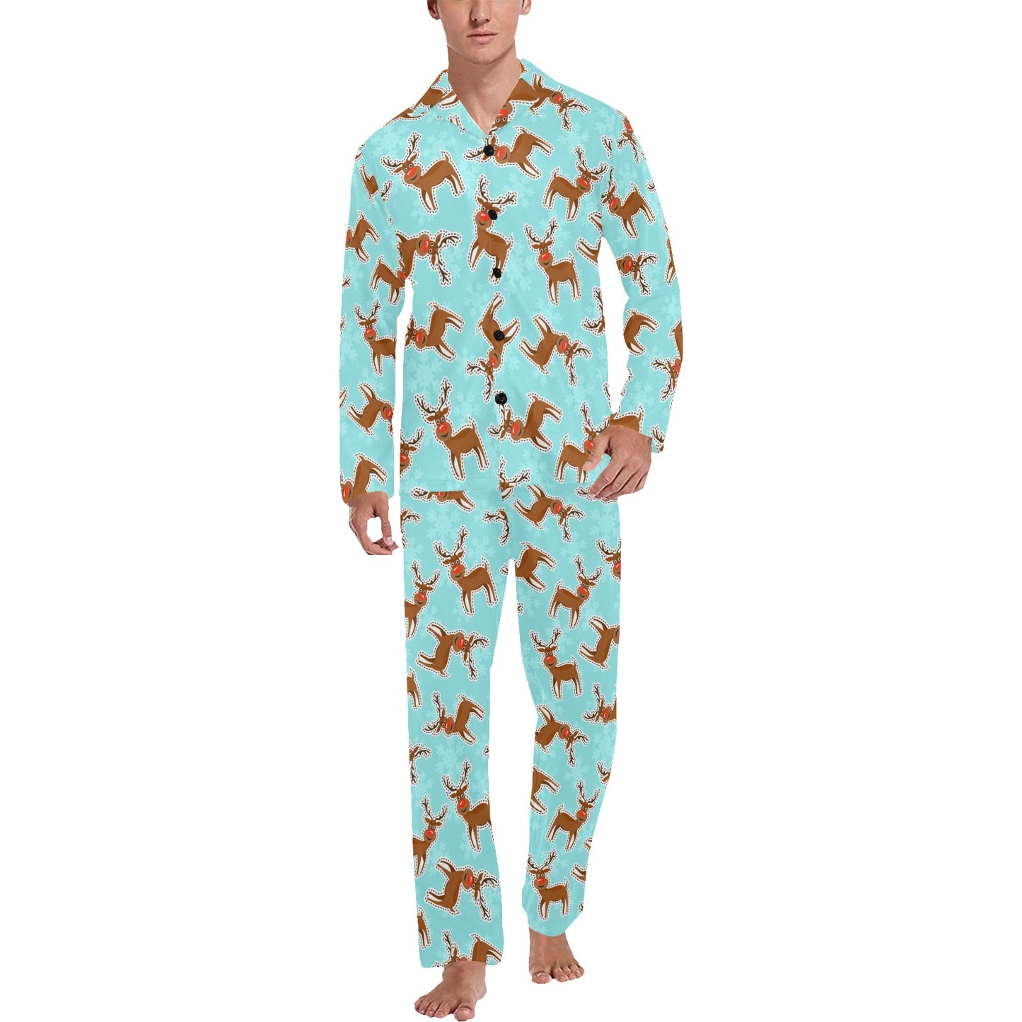 Reindeer Print Design LKS403 Men's Long Pajama Set