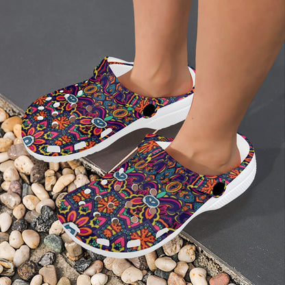 Ethnic Flower Style Print Pattern Unisex Clogs Shoes