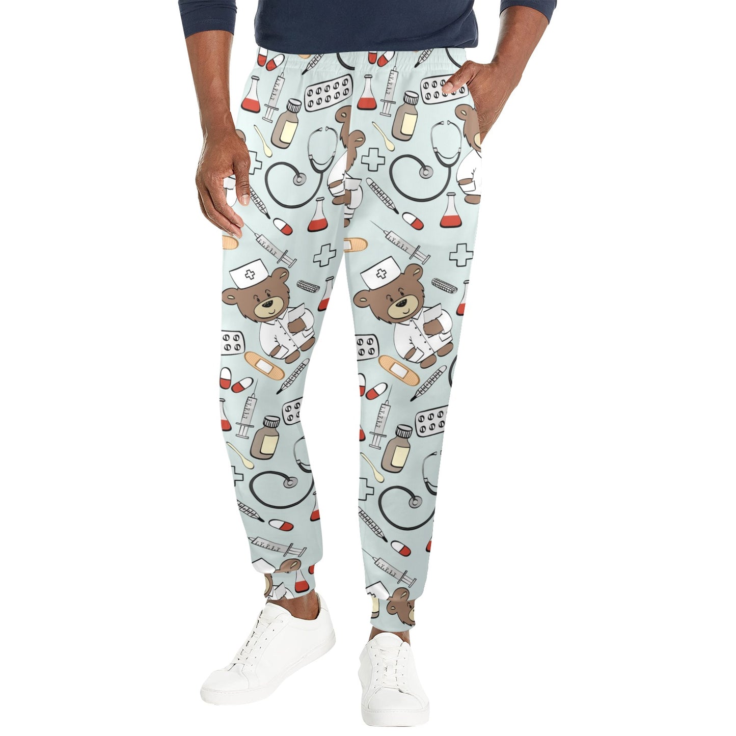 Nurse Bear Pattern Print Design A01 Men's Casual Track Pants