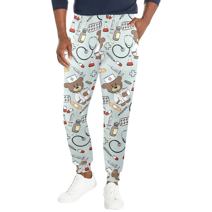 Nurse Bear Pattern Print Design A01 Men's Casual Track Pants