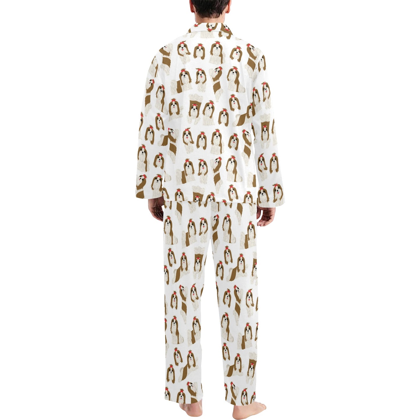 Shih Tzu Print Design LKS302 Men's Long Pajama Set