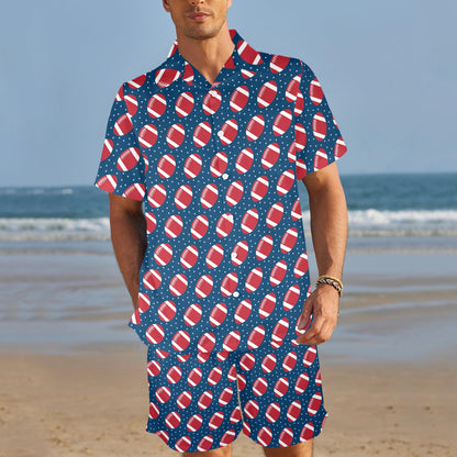 American Football Star Design Pattern Men's Beach Shirt and Shorts Set