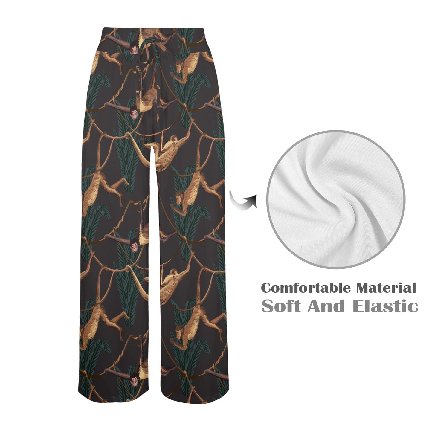 Monkey Pattern Print Design 02 Women's Wide Leg Lounge Pants