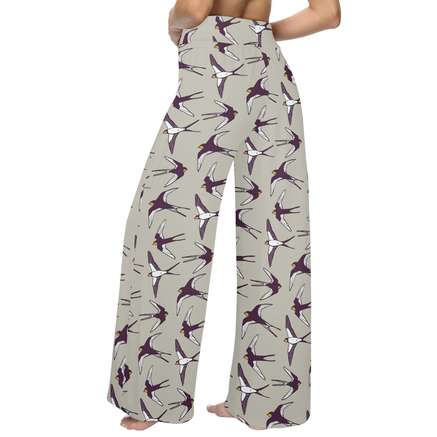 Swallow Bird Pattern Print Design 03 Women's Wide Leg Lounge Pants
