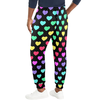 Heart Rainbow Pattern Print Design HE02 Men's Casual Track Pants