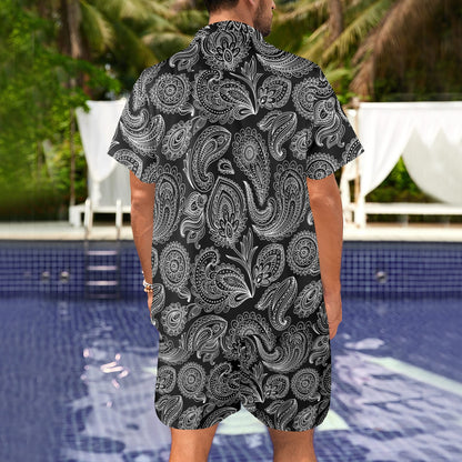 Paisley Pattern Print Design A04 Men's Beach Shirt and Shorts Set