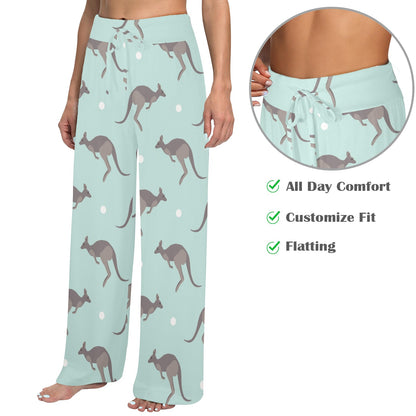 Kangaroos Pattern Print Design 04 Women's Wide Leg Lounge Pants