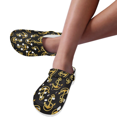 Anchor Gold Pattern Unisex Clogs Shoes