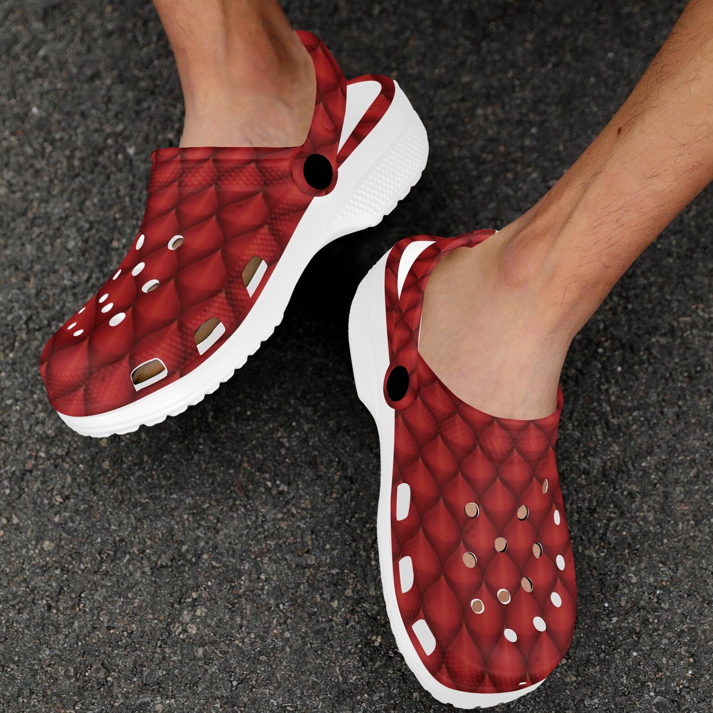 Dragons Red Skin Texture Unisex Clogs Shoes