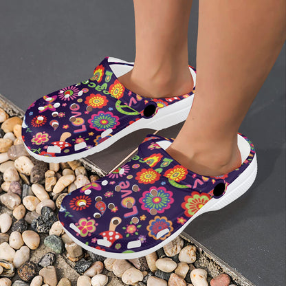 Flower Power Peace Design Print Unisex Clogs Shoes