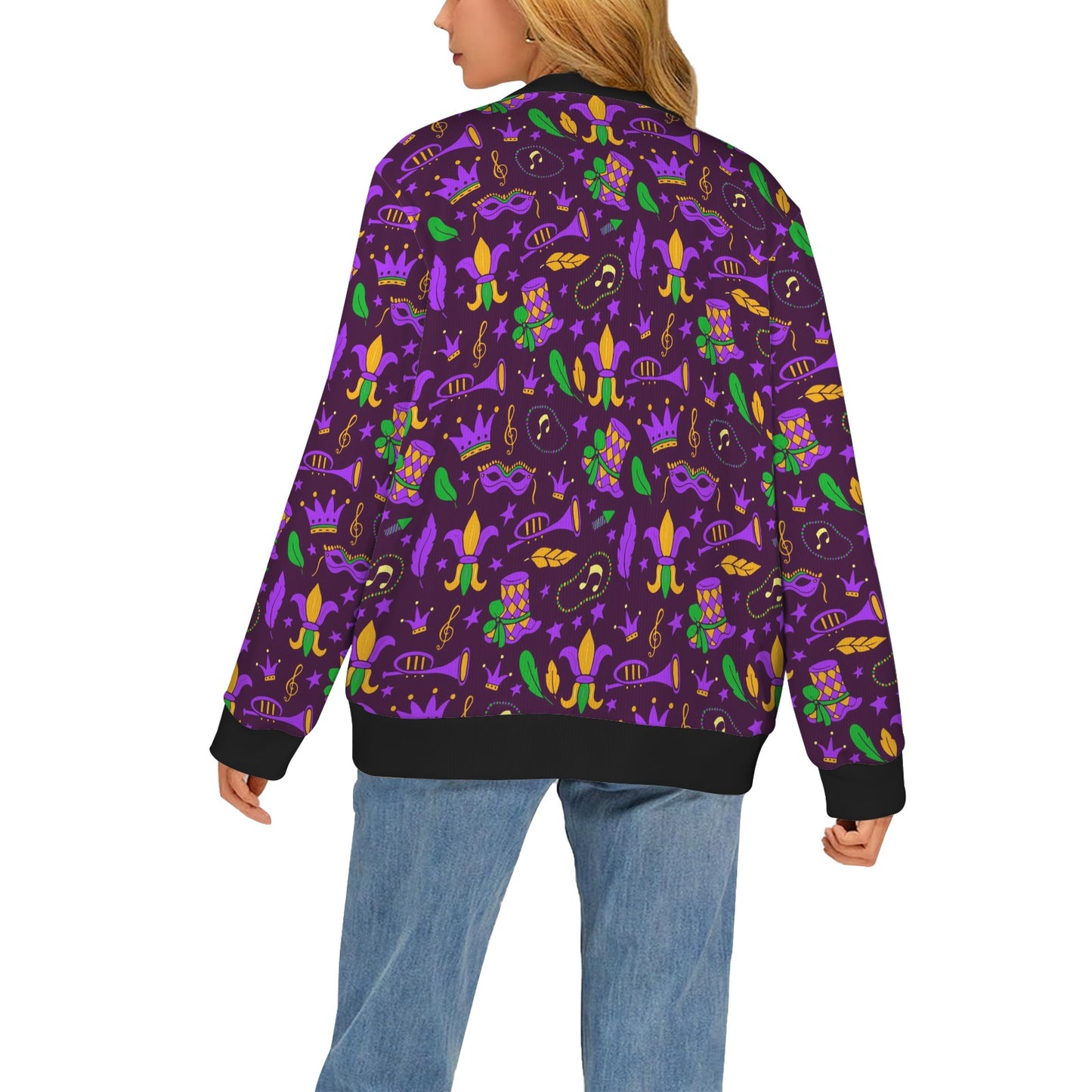 Mardi Gras Pattern Print Design 08 Women's Cardigan