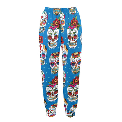 Sugar Skull Rose Pattern Women's Casual Track Pants