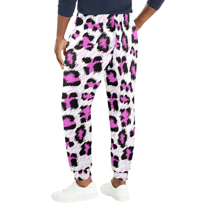 Leopard Pink Skin Print Men's Casual Track Pants