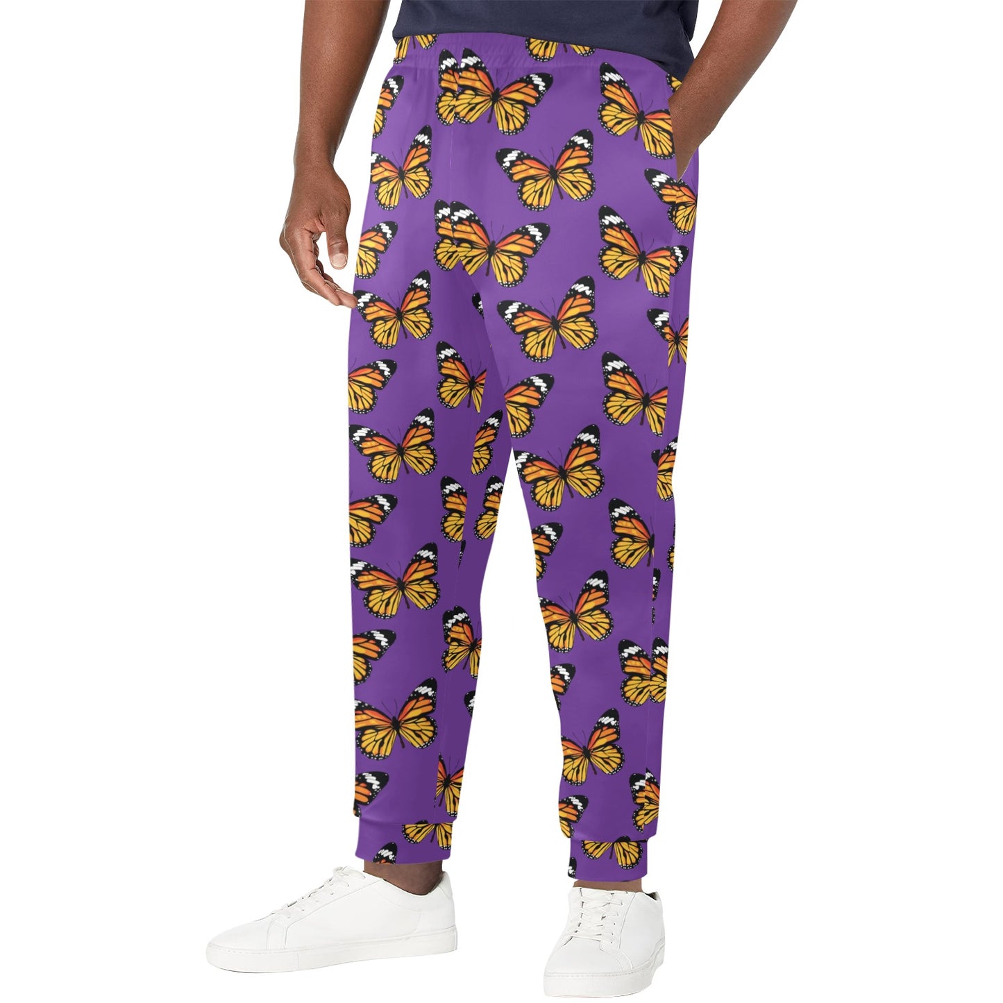 Monarch Butterfly Purple Print Pattern Men's Casual Track Pants