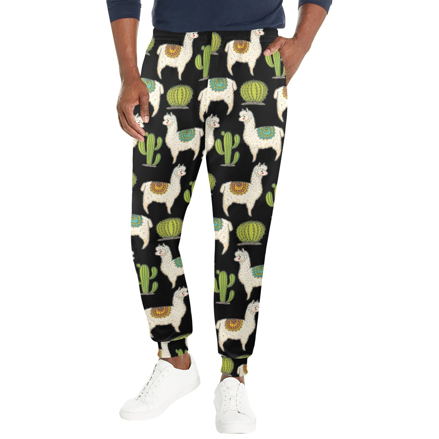 Alpaca Cactus Pattern Print Design 07 Men's Casual Track Pants
