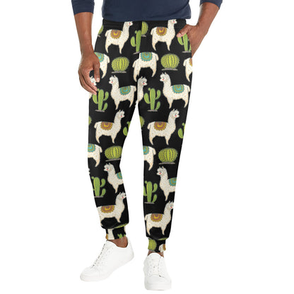 Alpaca Cactus Pattern Print Design 07 Men's Casual Track Pants