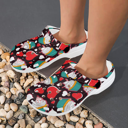 Cupcakes Heart Print Pattern Unisex Clogs Shoes