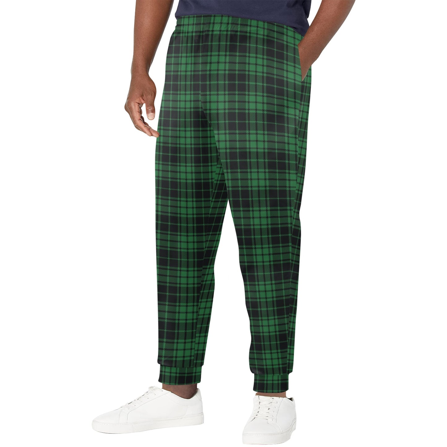 Green Tartan Plaid Pattern Men's Casual Track Pants