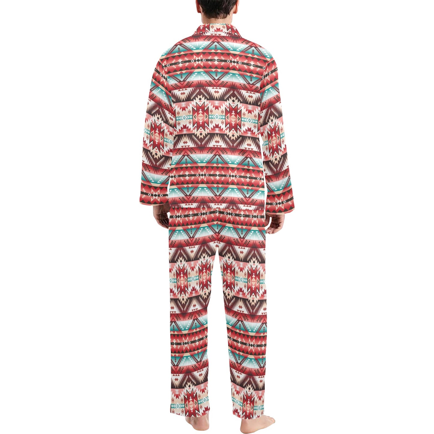 Aztec Western Style Print Pattern Men's Long Pajama Set